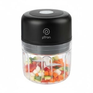 pTron EaseMate Chopper S1, Rechargeable Mini Electric Chopper, Food Grade Bowl, 3 Stainless Steel Blades, One-press Operation, for Mincing Garlic,Ginger,Onion,Vegetable, 250ml, Type C Charging
